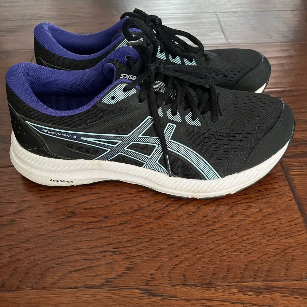 ASICS Women's Black and Blue Athletic Shoes